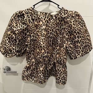 H&M Cheetah Print Peplum Top | Size Medium